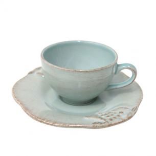 Чашка с блюдцем голубая для кофе Mediterranea
