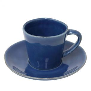 Синие чашки с блюдцем для кофе, набор 6 шт. Nova