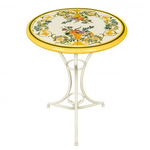 Круглый каменный столик с цветочным узором Settecento