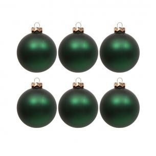 Набор из 6-ти стеклянных зеленых шаров на елку EDG