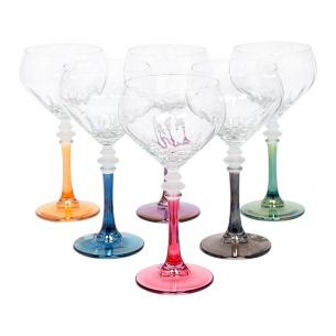Набор из 6-ти бокалов на разноцветных ножках для вина