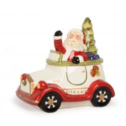 Новогодняя шкатулка в виде машинки с Дедом Морозом