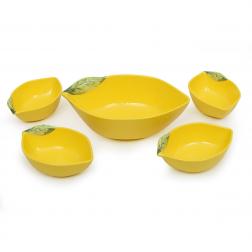 Набор из салатника и 4-х пиал из меламина "Аромат лимона"