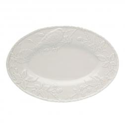 Блюдо белого цвета с ручной росписью "Артишок и птица"