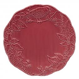 Тарелка подставная розовая с рельефом "Артишок и птица"
