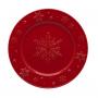 Тарелка десертная красная с выпуклым рисунком "Снежинки"