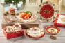 Набор обеденных новогодних тарелок с красным бортиком «Яркие завитки», 6 шт. Palais Royal  - фото