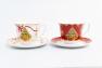 Подарочный новогодний набор из 2 чайных чашек с блюдцами "Яркие завитки" Palais Royal  - фото