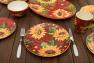 Набор из 4-х обеденных тарелок с цветочным рисунком "Подсолнухи на закате" Certified International  - фото