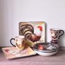 Набор из 4-х больших керамических чайных кружек с изображениями ярких птиц "Золотой петух" Certified International  - фото