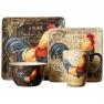 Набор из 4-х больших керамических чайных кружек с изображениями ярких птиц "Золотой петух" Certified International  - фото