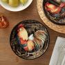 Набор из 4-х темных суповых тарелок с рисунками в деревенском стиле "Золотой петух" Certified International  - фото