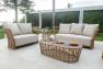 Большой 3-местный диван с ручным плетением из коричневого техноротанга Villa Natural Mushroom Skyline Design  - фото