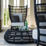 Черное балконное кресло с узорным плетением и белым мягким сиденьем SPA Skyline Design  - фото