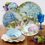Набор из 4-х меламиновых обеденных тарелок с рисунком бабочки и цветов "Сад гортензий" Certified International  - фото