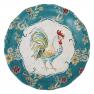Набор из 4-х разноцветных обеденных тарелок из керамики с петухами "Утро в деревне" Certified International  - фото