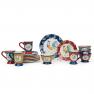 Набор из 4-х разноцветных обеденных тарелок из керамики с петухами "Утро в деревне" Certified International  - фото