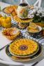 Набор из 4-х обеденных тарелок с черной каймой и желтыми цветами "Букет подсолнухов" Certified International  - фото