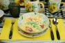 Набор из 4-х тарелок для супа с яркими цветами и желтой каймой "Букет подсолнухов" Certified International  - фото