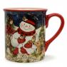 Набор из 4-х керамических чашек для чая с новогодними мотивами "Рождество со снеговиком" Certified International  - фото