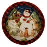 Праздничный керамический салатник с клетчатой каймой "Рождество со снеговиком" Certified International  - фото