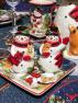 Квадратные десертные тарелки с новогодними рисунками, набор 4 шт. "Рождество со снеговиком" Certified International  - фото