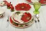 Набор из 4-х новогодних обеденных тарелок с рисунками пуансеттии "Зимний сад" Certified International  - фото