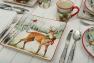 Новогодние обеденные тарелки с изображением оленя и птицы кардинала "Зимний лес" набор 4 шт. Certified International  - фото