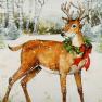 Прямоугольное новогоднее блюдо с рисунком оленя и птицы кардинала "Зимний лес" Certified International  - фото