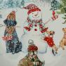 Круглое новогоднее блюдо с рисунком снеговика и собак "Рождественский подарок" Certified International  - фото