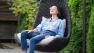 Одинарное подвесное кресло на стойке коричневого цвета для отдыха на террасе Celeste Brown Omega Skyline Design  - фото