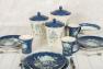 Набор из 4-х высоких чайных чашек из керамики темно-синего цвета "Синие цветы Богемии" Certified International  - фото