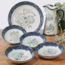Керамические тарелки для супа с нежным флористическим узором, 4 шт. "Синие цветы Богемии" Certified International  - фото