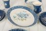 Овальное блюдо с узорной каймой и центральным рисунком гортензии "Синие цветы Богемии" Certified International  - фото