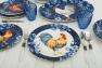 Набор ярких обеденных тарелок из керамики с синими ободками, 4 шт. "Петух Индиго" Certified International  - фото