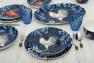 Набор из 4-х керамических темно-синих тарелок для салата и десертов "Петух Индиго" Certified International  - фото