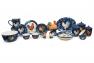 Набор из 4-х темно-синих пиал из керамики с изображениями птиц "Петух Индиго" Certified International  - фото