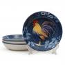 Набор из 4-х керамических суповых тарелок в деревенском стиле "Петух Индиго" Certified International  - фото