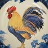 Большой салатник с темно-синим ободком и центральным рисунком птицы "Петух Индиго" Certified International  - фото
