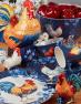 Глубокий салатник из керамики насыщенного синего цвета с рисунком птицы "Петух Индиго" Certified International  - фото