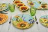 Набор голубых обеденных тарелок с ярким цветочным рисунком, 4 шт. "Солнечный сад" Certified International  - фото