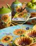 Квадратные десертные тарелки 4 шт. с подсолнухами на белом и синем фонах "Солнечный сад" Certified International  - фото