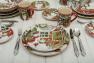 Обеденные новогодние тарелки с рисунком снеговиков с подарками "Рождественский домик" Certified International  - фото