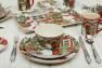 Обеденные новогодние тарелки с рисунком снеговиков с подарками "Рождественский домик" Certified International  - фото