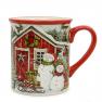Яркие новогодние чайные чашки из прочной керамики "Рождественский домик", набор 4 шт. Certified International  - фото