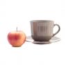 Большая чайная чашка с блюдцем из керамики серо-коричневого оттенка Ritmo Comtesse Milano  - фото