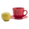 Большая чайная чашка с блюдцем из красной керамики Ritmo Comtesse Milano  - фото
