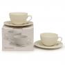 Набор из 2-х фарфоровых чайных чашек с блюдцами с рельефным узором Burlesque Brandani  - фото