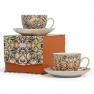 Набор чайных чашек и блюдец из фарфора с ярким орнаментом Medicea Brandani, 2 шт.  - фото