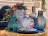 Набор голубых стеклянных стаканов с рельефным узором их лепестков, 6 шт. Montego Maison  - фото